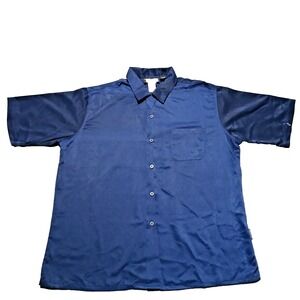Dragonfly Mens Button Up Shirt Size 2XL Solid Navy Short Sleeve Y2K 90s Goth